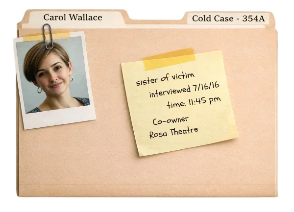 Carol Wallace, police interview, Cold Case 354A