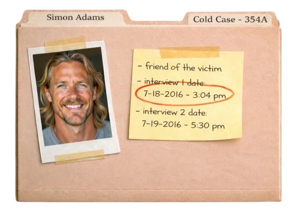 Simon Adams, police interview 1, Cold Case