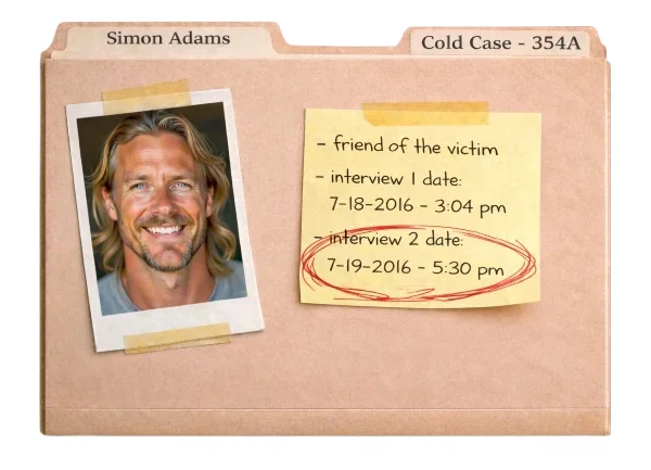 Simon Adams, police interview 2, Cold Case 354A