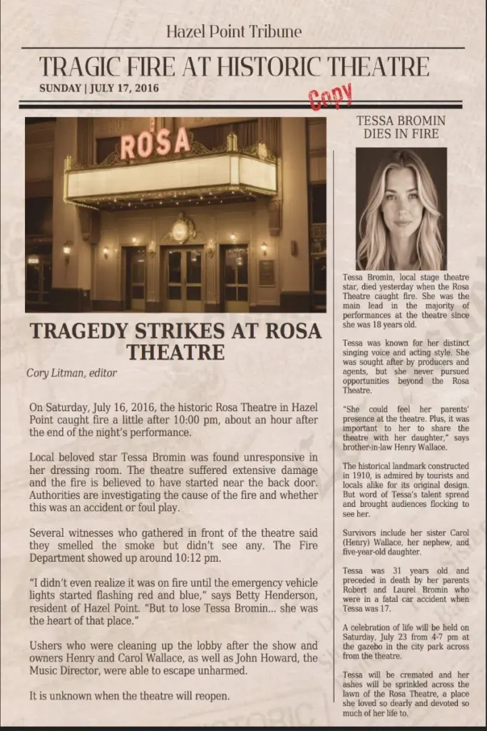 Tessa newspaper article
